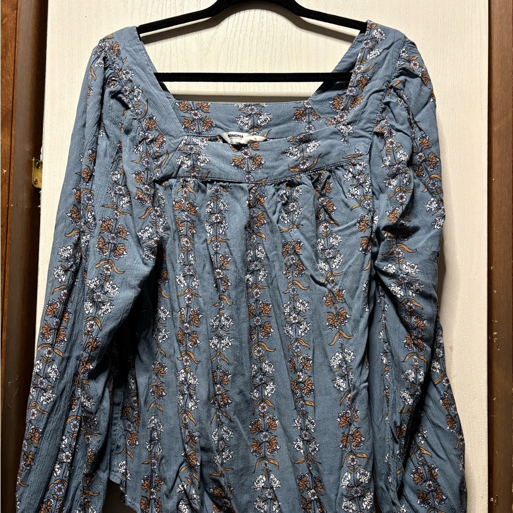 Sonoma Blue and Orange Floral Top